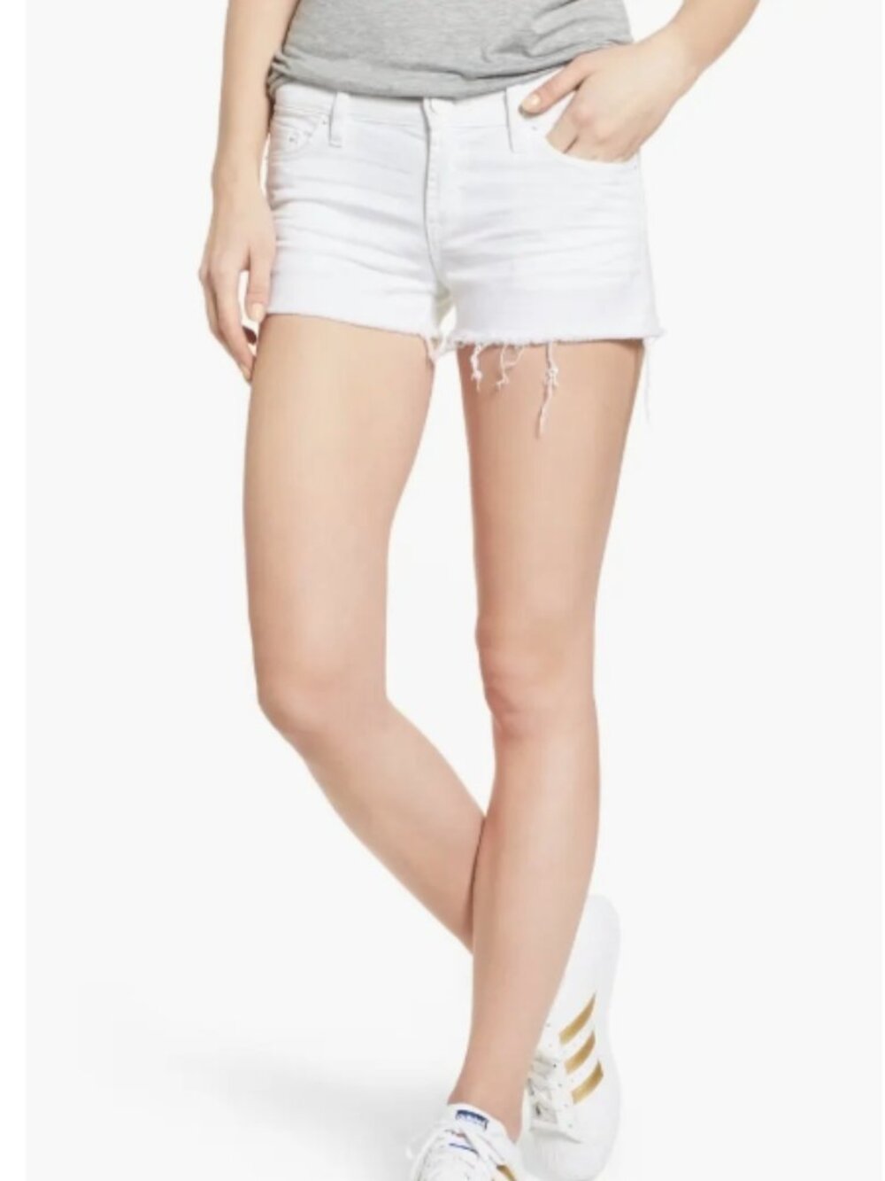 NWOT Hudson Jeans Kenzie Cut Off Shorts White Frayed Hem in Size 26